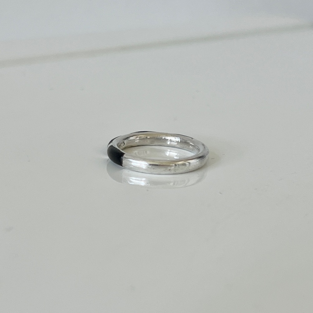 Black stripe 925 silver ring - Picture 4 of 7
